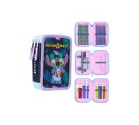 Disney Filled Pencil Case with Stationery for Kids, School Supplies Colouring Pencils, Markers - Gifts for Girls (Multi Stitch Triple Zip)