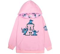 Disney Stitch Personalised Hoodie for Girls Teens Pullover Sweatshirt 100% Cotton Jumper Activewear Age 5-12 Years Gift for Girls Pink