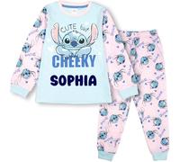 Disney Stitch Personalised Pyjama for Girls Customisable Kids Set | 100% Cotton Long Sleeve Winter Pyjama Soft and Comfortable Gift for Girls PJ Set