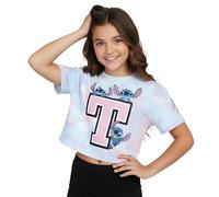 Disney Stitch Personalised Top for Girls and Teenagers Short Sleeve Top Crew Neck Cropped T-Shirts 100% Cotton Soft Comfy Breathable Stitch for Girls Size 5/12 Years