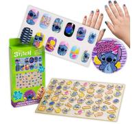 Disney Stitch Press On Nails for Girls - 66PCS Nail Art Set with Stickers, 12 Nails Stickers, 53 Stitch Stickers & Round Nail File, Lilo and Stitch Fake Nails Kids Gift Set 6+ years
