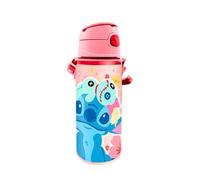Disney Stitch Reusable Bottle, Heavy Duty Aluminium Design Water Bottle for Girls, Travel Bottle with Handle, 600ml Capacity