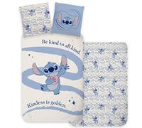 Disney Stitch Reversible Bedlinen Single Size | Duvet Cover 140x200 cm + Pillowcase 60x65 cm | 100% Cotton | Soft & Breathable Bedding Set | Cute & Colourful Lilo and Stitch Design