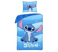 Disney STITCH - Reversible Single Duvet Cover Set 140 x 200 cm and Pillowcase 70 x 90 cm - Blue - 100% Oeko-Tex Cotton