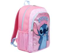 Disney Stitch School Bag Backpack for Girls | Multi-compartment, Travel, Glitter Rucksack, Adjustable Shoulder straps, Mesh Pocket
