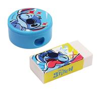 Disney Stitch School Supplies Set: Pencil Sharpener, Crayon Sharpener + Eraser (A)