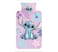 Disney Stitch Single Duvet Cover Set - Purple Reversible Bedding for Girls, Kids, Teens & Fans - Soft Polycotton, Easy Care, Includes Pillowcase - Official Cartoon Character Bed Linen (Single)