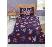 Disney Stitch Single Duvet Cover Set, Reversible Halloween Bedding | Official Stitch and Angel Bedding Halloween Design, reversible single duvet cover and pillowcase
