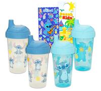 Disney Stitch Sippy Cup Set for Kids - Bundle with 2 Disney Spill-Proof Leak-Proof BPA-Free Sippy Cups Plus Stickers More for Toddlers | 10 Oz St