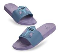 Disney Girls Sliders, Pool or Beach Shoes for Kids - Girls Gifts (Lilac/Blue Stitch, 7/8 UK)