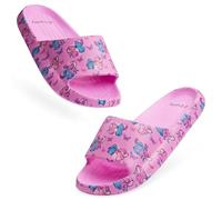Disney Stitch Sliders for Girls Slip On Shower Beach Pool Shoes for Holiday Travel Summer Slippers Stitch Gifts for Girls (Pink/Fuschia, 12/13 UK)