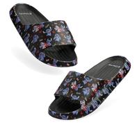 Disney Stitch Sliders for Girls Slip On Shower Beach Pool Shoes for Holiday Travel Summer Slippers Stitch Gifts for Girls (Black, 1/2 UK)