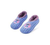 Disney Stitch Womens Ballerina Slippers with Sherpa Lining, Knitted Non-Slip (Blue)