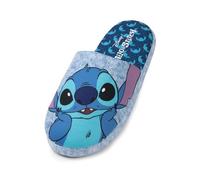 Disney Stitch Slippers in Blue | Ladies Slip-On Character House Loafers | Lilo & Stitch Kidult Merchandise, Blue, 7-8