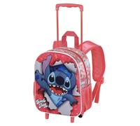 Disney Stitch-Small 3D Backpack with Wheels, 26 x 34 cm, Capacity 12.5 L