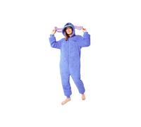 Disney Stitch Fleece Onesie for Adults Teenagers Hooded Cosy Lounge Wear Fluffy Fleece Nightwear Stitch Gifts for Her (Blue Stitch, XL)