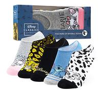 Disney Stitch Socks for Girls, Pack of 5 No Show Liner Invisible Socks with Heel Grip, Minnie Mouse Summer Sports, Stitch Gifts (Multicolor)
