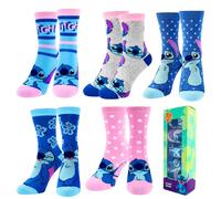 Disney Stitch Socks for Girls, Set of 5 Classic Teen Socks Stitch Design, Sizes EU 27 to 38 (UK, Numeric, 2.5, 5, Regular, Multicolor)