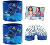 Disney Stitch Spring Toy Set 2 Pack, Licensed Character Bouncing Coil Toys for Kids 3+, Durable Plastic Sensory Fidget Toy, Fun Indoor Outdoor Party Bag Fillers Boys Girls - 6.5cm