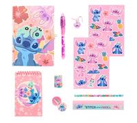 Disney Stitch Stationery Set, Includes Ruler, Pencil, Pen, Sticker, Eraser, Sharpener, Notebook and Lock with Keys, Gift Stationery Set for Girls