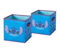 Disney Stitch Storage Bins,10" Collapsible Fabric Cubes, Pack of 2,Kids Organizer, Nursery & Bedroom Decorative Storage Boxes with Handles