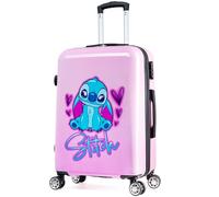 Disney Stitch Suitcase Hard Shell 66.5 x 45.5 x 25.5cm 50L Capacity 4 Wheels Handle Combination Lock Travel Essentials (Pink, M (L66.5cm x W45.5-50L)