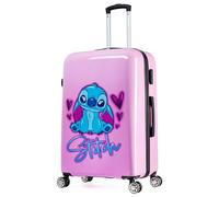 Disney Stitch Suitcase Hard Shell 76 x 50 x 29.5cm 91L Capacity 4 Wheels Extendable Handle Combination Lock Travel Essentials (Pink, L (L76cm x W50cm - 91L)