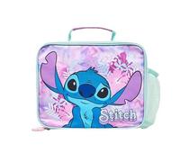 Disney Stitch Thermal Insulated Lunch Bag, Zipper & Side Pocket for Back to School