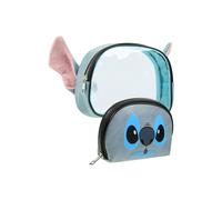 Disney Toiletry Bag for Women and Teens - Cute Travel Accessories, Make Up Bag (Blue Stitch 2 Piece)