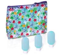 Disney Stitch Travel Bag and Bottle Set Official License Clear Toiletry Bag with Three 3 oz Squeeze Bottles Travel