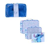 Disney Stitch Travel Organiser, 3-Piece Luggage Organiser Set, Cabin Bag, Toiletry Bag, Clothes Storage Bag