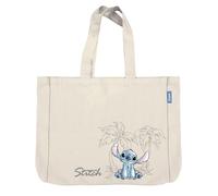 Disney Stitch Travel Shopping Bag, Cotton Beach Shoulder Bag, Gift for Women and Teens, beige, 46 x 40 x 10 CM