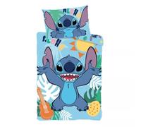 Disney Stitch 'Tropical Paradise' Cot Size Bedding Set | Duvet Cover 100x135 cm + Pillowcase 40x60 cm, 100% Cotton | Soft & Breathable Bedlinen Set for Baby or Small Bed |