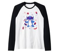 Disney Stitch USA Americana Snacks Collage 4th of July 250th Raglan Baseball Tee