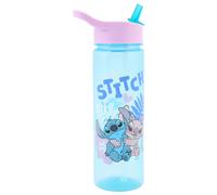 Disney Stitch Water Bottle Flip Up Straw 600ml - Official Merchandise by Polar Gear - Kids Reusable Non Spill BPA Free Ideal For School Nursery Sp