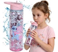 DISNEY Stitch Water bottle with a mouthpiece and handle, transparent bottle with