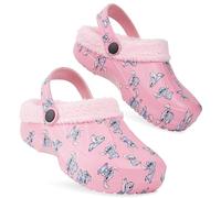 Disney Stitch Winter Clogs Fleece Lining & Removable Charms, Kids Garden Shoes Slip On with Strap