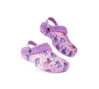 Disney Stitch Clogs Womens Winter Fleece Lining & Removable Charms - Warm Slip On Garden Shoes with Strap (Purple Stitch, 6/7 UK)