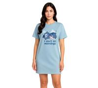 Disney Stitch Women’s Nightdress - Blue Short Sleeve Nightie, 100% Cotton, Soft Breathable Sleepwear, Relaxed Fit, Round Neck, Above-Knee Length, “I Don’t Do Mornings” Print, Cosy Loungewear