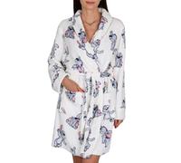 DISNEY Stitch WOMEN'S bathrobe with belt, WARM tie-up dressing gown with pockets, Soft dressing gown, white (UK, Alpha, XXL, Regular, Regular, White Stitch)