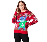 Disney Stitch Womens Knitted Christmas Jumper, Cosy Funny Xmas Sweater - Stitch Gifts for Her