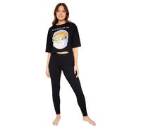 Disney Stitch Womens Pyjamas Set - Nightwear Top and Long Bottoms PJs Lounge Set Women and Teenagers S-XL Stitch Gifts (Black Baby Yoda, XL)