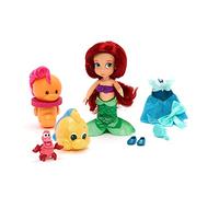 Disney Store Official Animators' Collection Ariel Mini Doll Playset, Little Mermaid, 8 Pc, 21cm/8”, Includes Ariel, Seahorse, Flounder, Sebastian, Dress, Hairbrush and Shoes, Suitable for Ages 3+