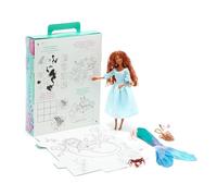 Disney Store Official Ariel Story Doll, The Little Mermaid (Live Action 2023), 24.5cm/9”, With Sebastian, 2 Outfits, Accessories, Colouring & Activity Pack, Box that Folds to a Play Stage, Ages 3+