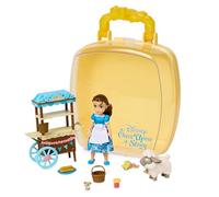 Disney Store Official Disney’s Once Upon a Story Belle Mini Doll Playset, Beauty and the Beast, 9 Pc., Toy Figure Set with Accessories, Including Food Cart, Chip and Sheep - Suitable for Ages 3+
