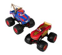 Disney Store Official Cars Monster Trucks, Pixar, 2 Pack, Including Die Cast Lightning McQueen and Tow Mater, Suitable for Ages 3+