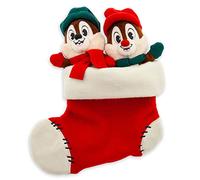 Disney Store Official Chip 'n Dale Festive Medium Soft Toy Set, 26cm/10”, Plush Cuddly Characters in Matching Christmas Outfits, Cheeky Chipmunks inside Stocking - Suitable for Ages 0+