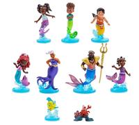 Disney Store Official Disney Junior’s Ariel Deluxe Figurine Playset, 9 Pc., 10cm/3.9”, Kids Mermaid Toy Figure Set Includes Doll Ursula, King Triton, Sebastian, Flounder and more