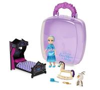 Disney Store Official Disney's Once Upon a Story Elsa Mini Doll Playset, Frozen, 7 Pc., Toy Figure Set with Accessories, Including Olaf, Rocking Horse, Bed with Print Blanket - Suitable for Ages 3+