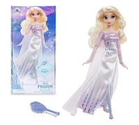 Disney Store Official Elsa the Snow Queen Classic Doll for Kids, Frozen 2, 29cm/11”, Includes Silver Toned Brush with Moulded Details, Fully Posable Toy - Suitable for Ages 3+
